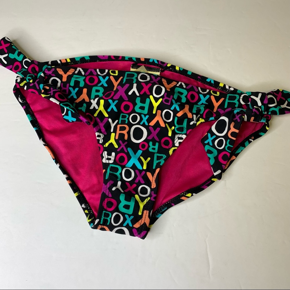 NWOT Roxy Girls Logo Bikini Side Ties Bottoms
